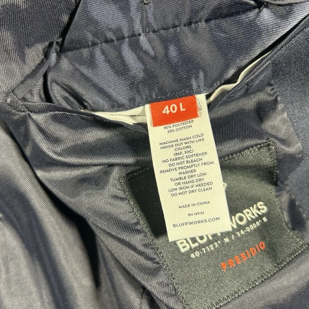 Men's Bluffworks Presidio Slim Fit Blazer Navy 40L Travel Sport Coat